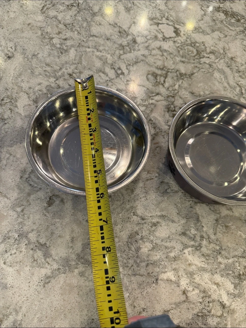 Set of 2 Paw-Print Stainless Steel Pet Bowls - Dusty Purple
